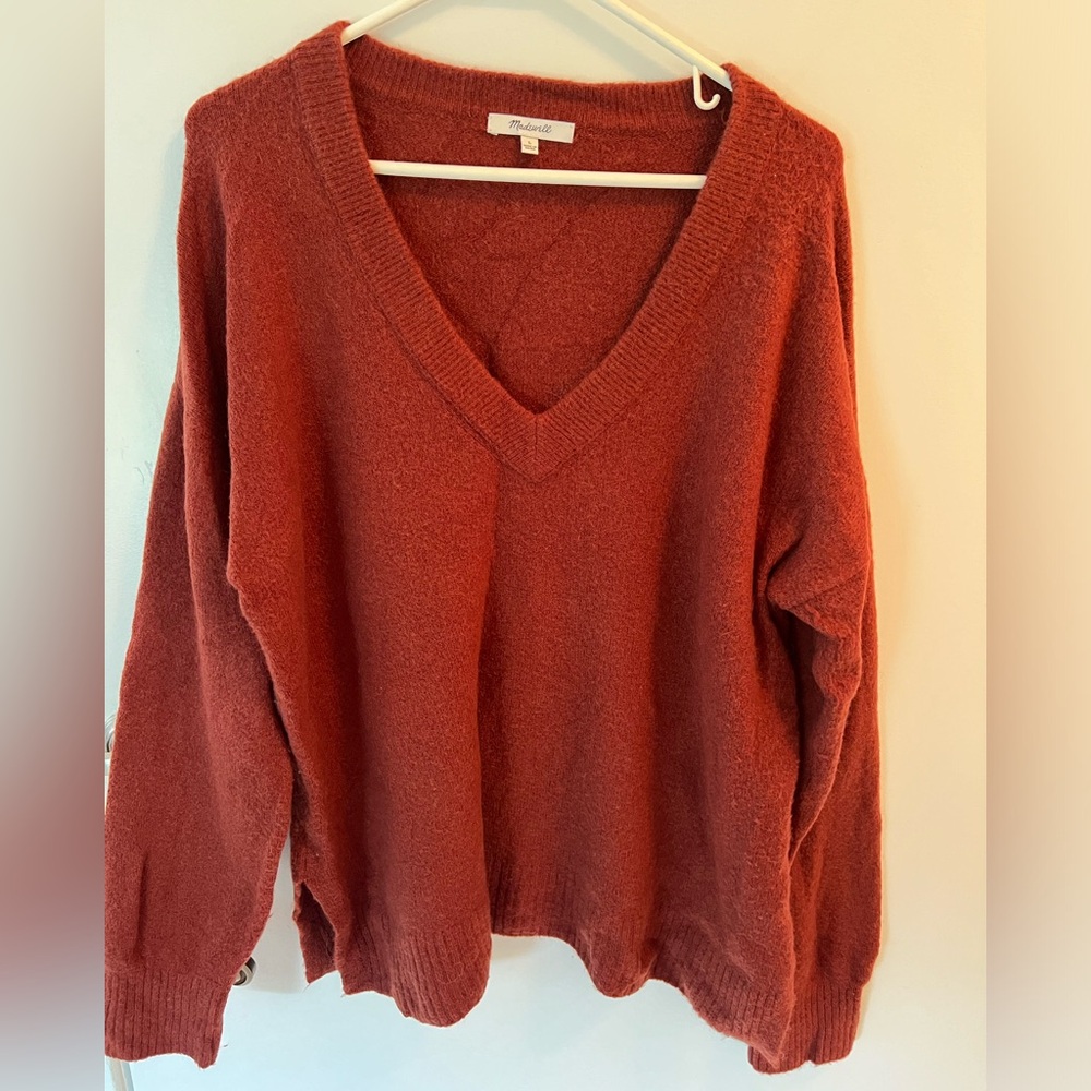 Madewell Donegal Jason Exboyfriend Pullover Size Large Color Rust Light Pilling
